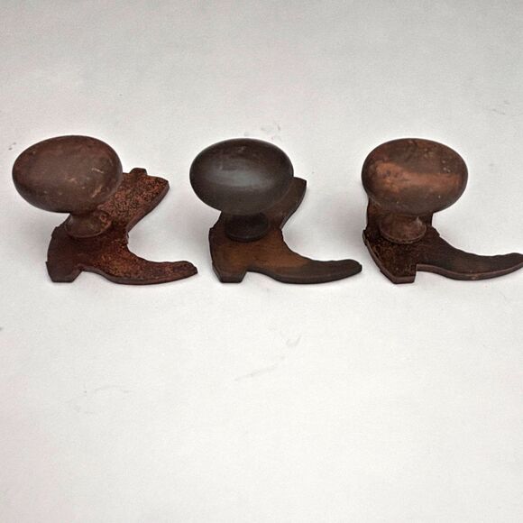 Reversible Cowboy Boot Metal Drawer Knob Natural Rust Patina Cabin Core Rustic - Picture 2 of 6